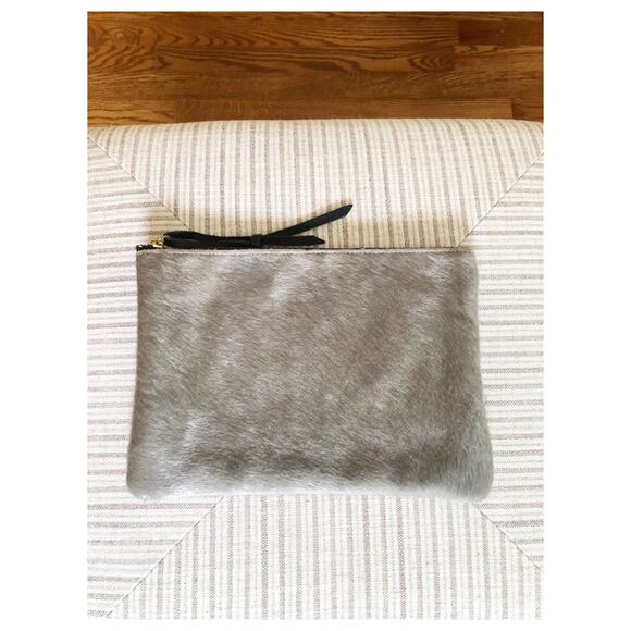 Oliveve Anthropologie Grey Calf Hair Clutch - Picture 1 of 5